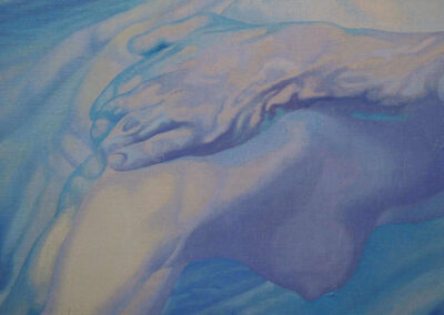 Detail from oil on canvas painting by the artist Mimica Kulenovic, portraying an underwater intercourse.