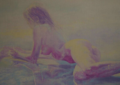 Detail from oil on canvas painting by the artist Mimica Kulenovic, portraying female nude bathers