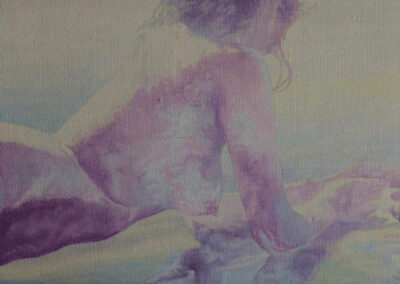 Detail from oil on canvas painting by the artist Mimica Kulenovic, portraying female nude bathers