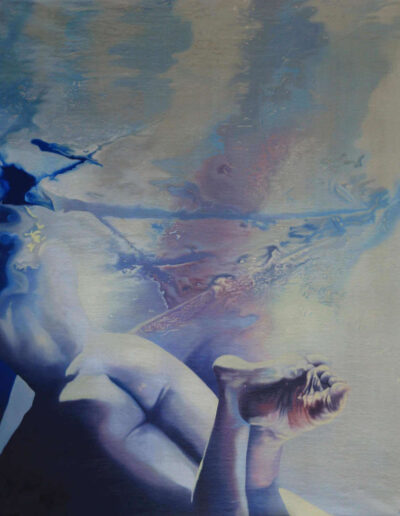 Oil on canvas painting by the artist Mimica Kulenovic, portraying female nude art.