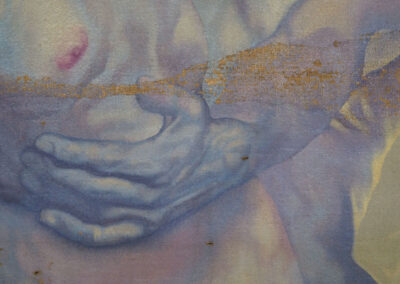Detail from oil on canvas painting by the artist Mimica Kulenovic, portraying an underwater orgy.